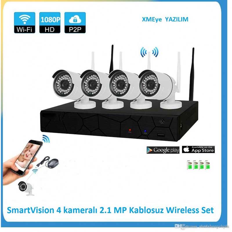 Nvr Kit Kablosuz 4 Kameralı 2.1 MP İP Wireless Set Sv-P0004HW